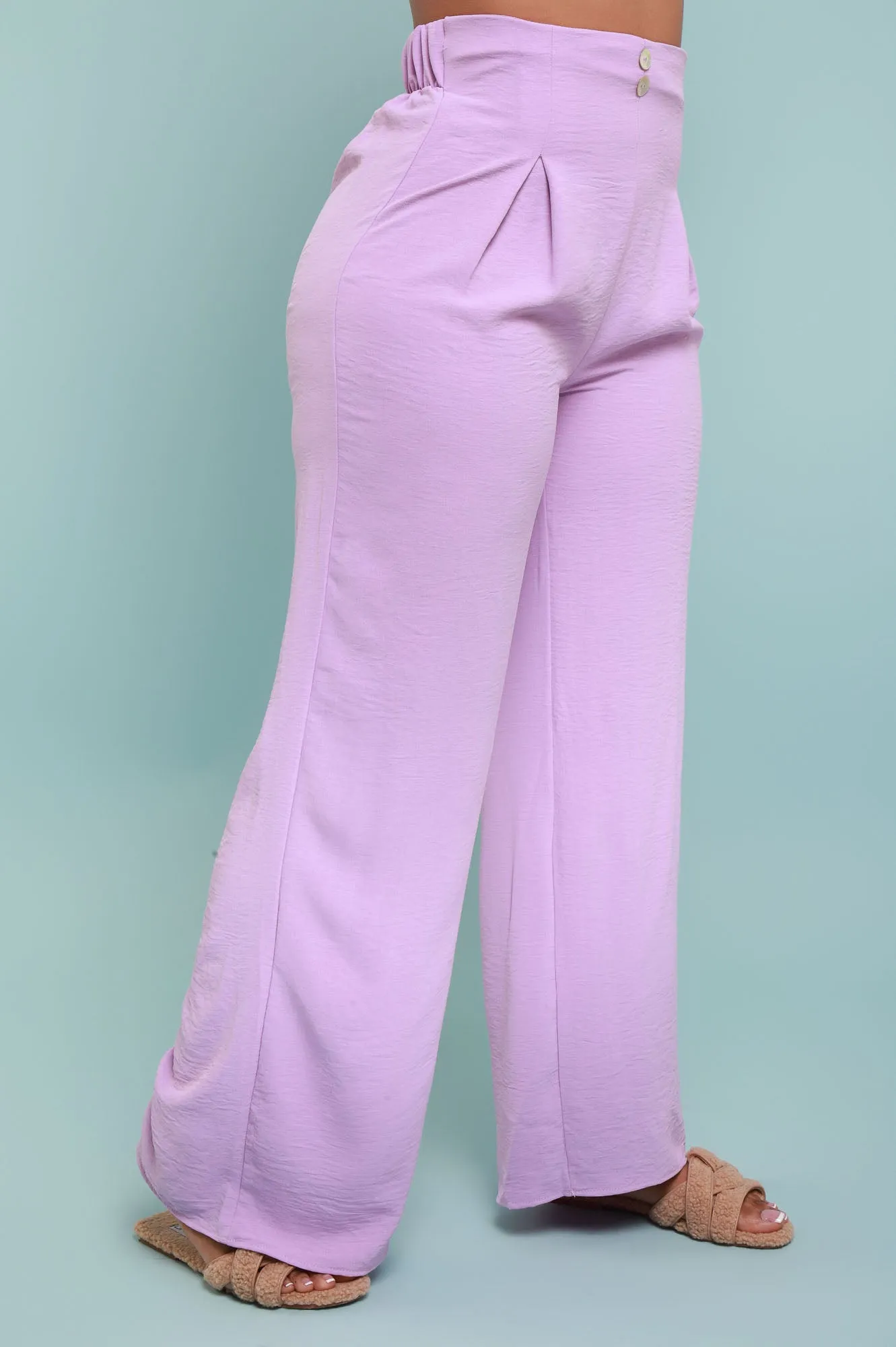 Pamper Me High Rise Wide Leg Pants - Lavender