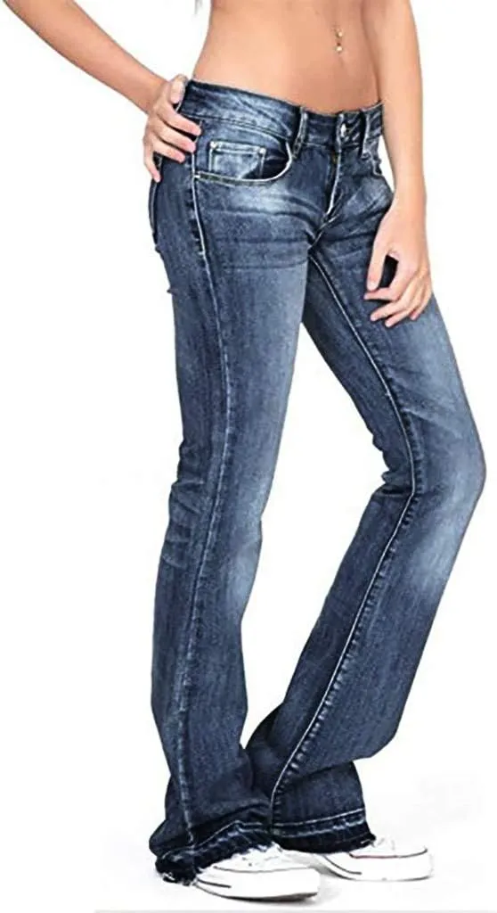 Pants Mid Denim Womens Pants Trousers Casual Waisted Lace Jeans Up Women's Jeans Pants Jeans for Women Trendy Plus