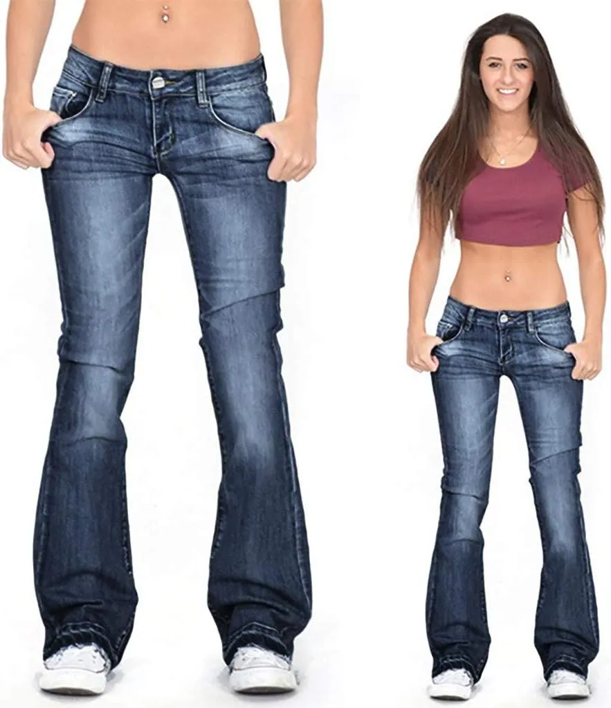 Pants Mid Denim Womens Pants Trousers Casual Waisted Lace Jeans Up Women's Jeans Pants Jeans for Women Trendy Plus