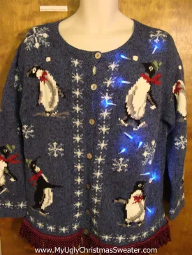 Penguin Party Light Up Ugly Xmas Sweater