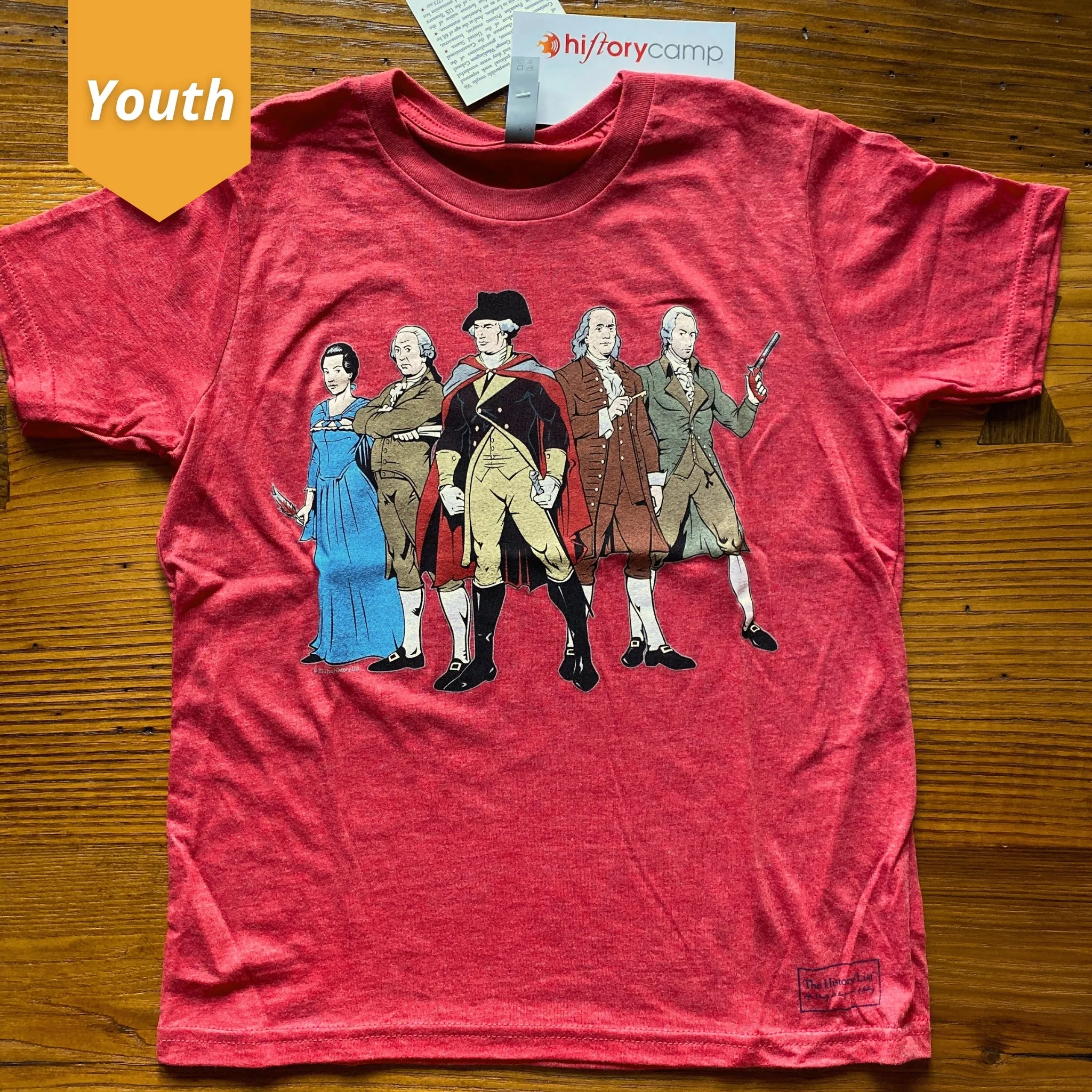 "Revolutionary Superheroes" with George Washington T-Shirt in Youth sizes - Red
