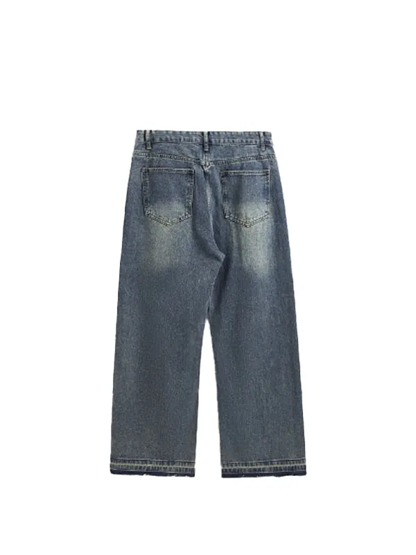 Raw Hem Wide Leg Jeans