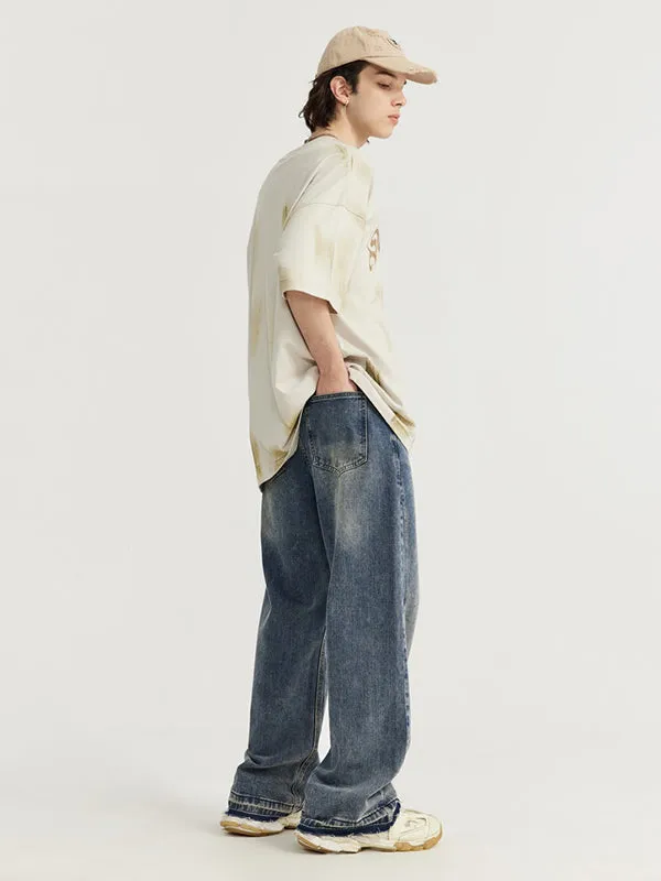 Raw Hem Wide Leg Jeans