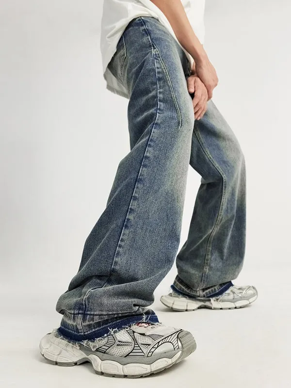 Raw Hem Wide Leg Jeans