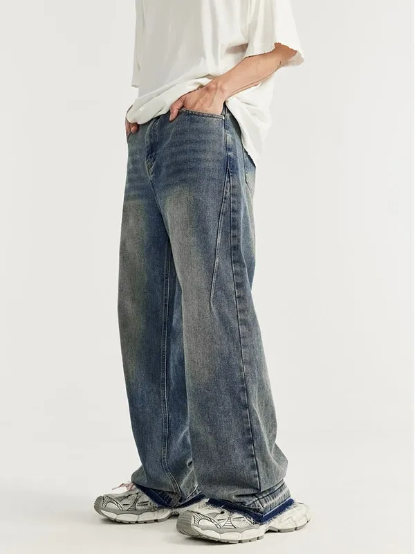 Raw Hem Wide Leg Jeans