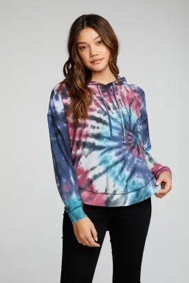 Recycled Cozy Knit Long Sleeve Drop Shoulder Hi Lo Shirttail Hoodie