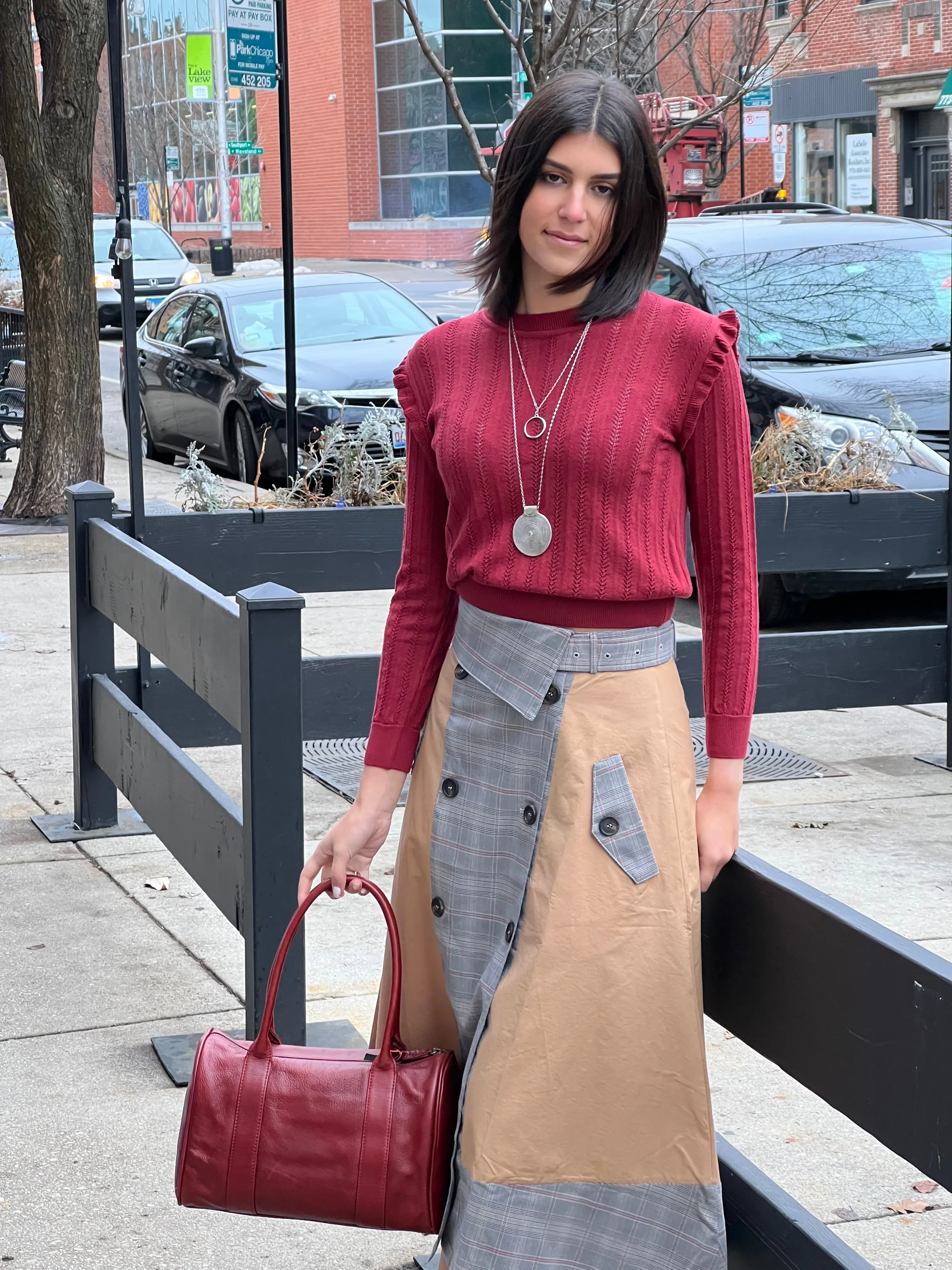 Red Ruffle Knitted Top