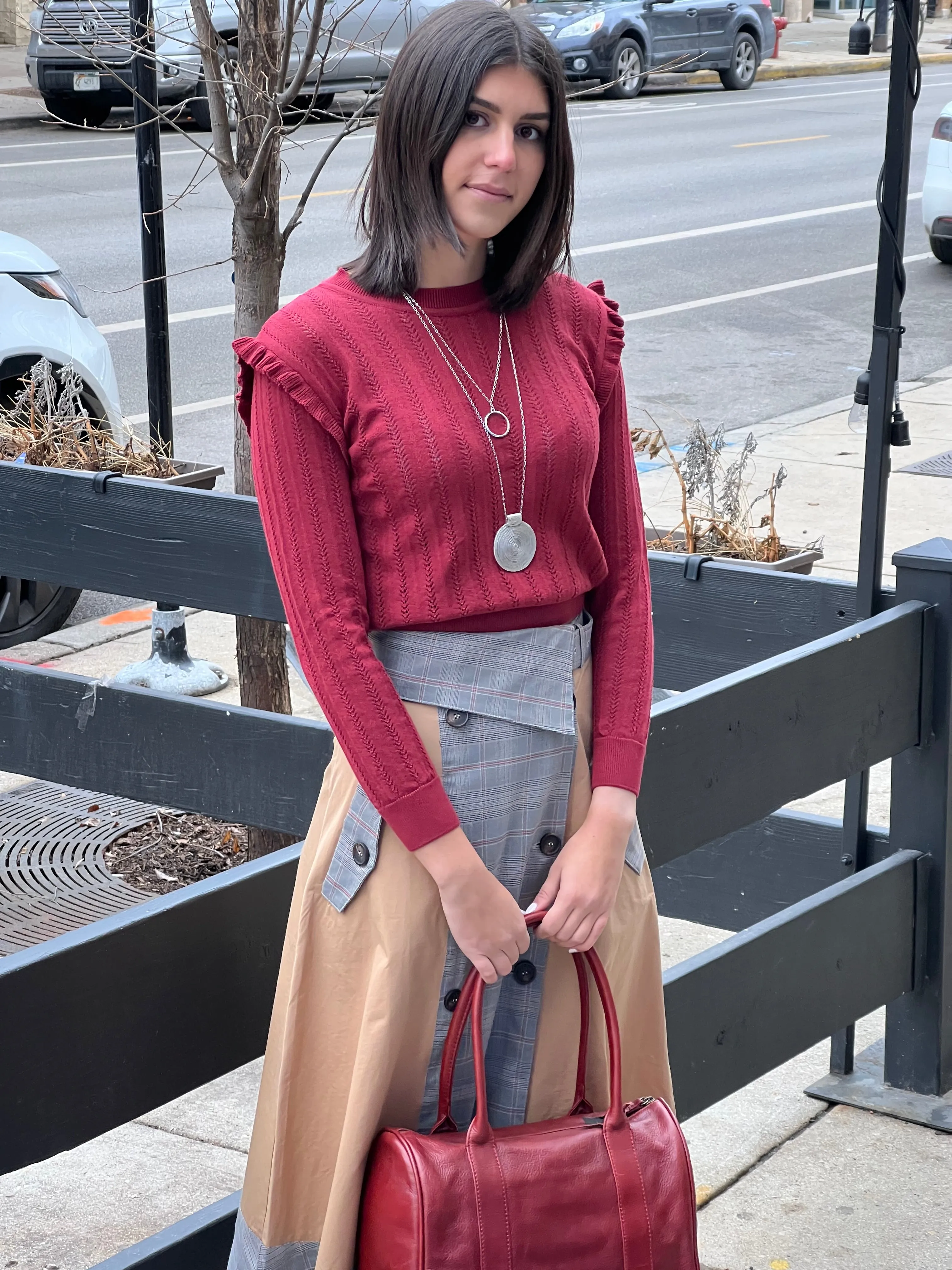 Red Ruffle Knitted Top