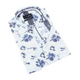 Rose Dot Button Down White Shirt