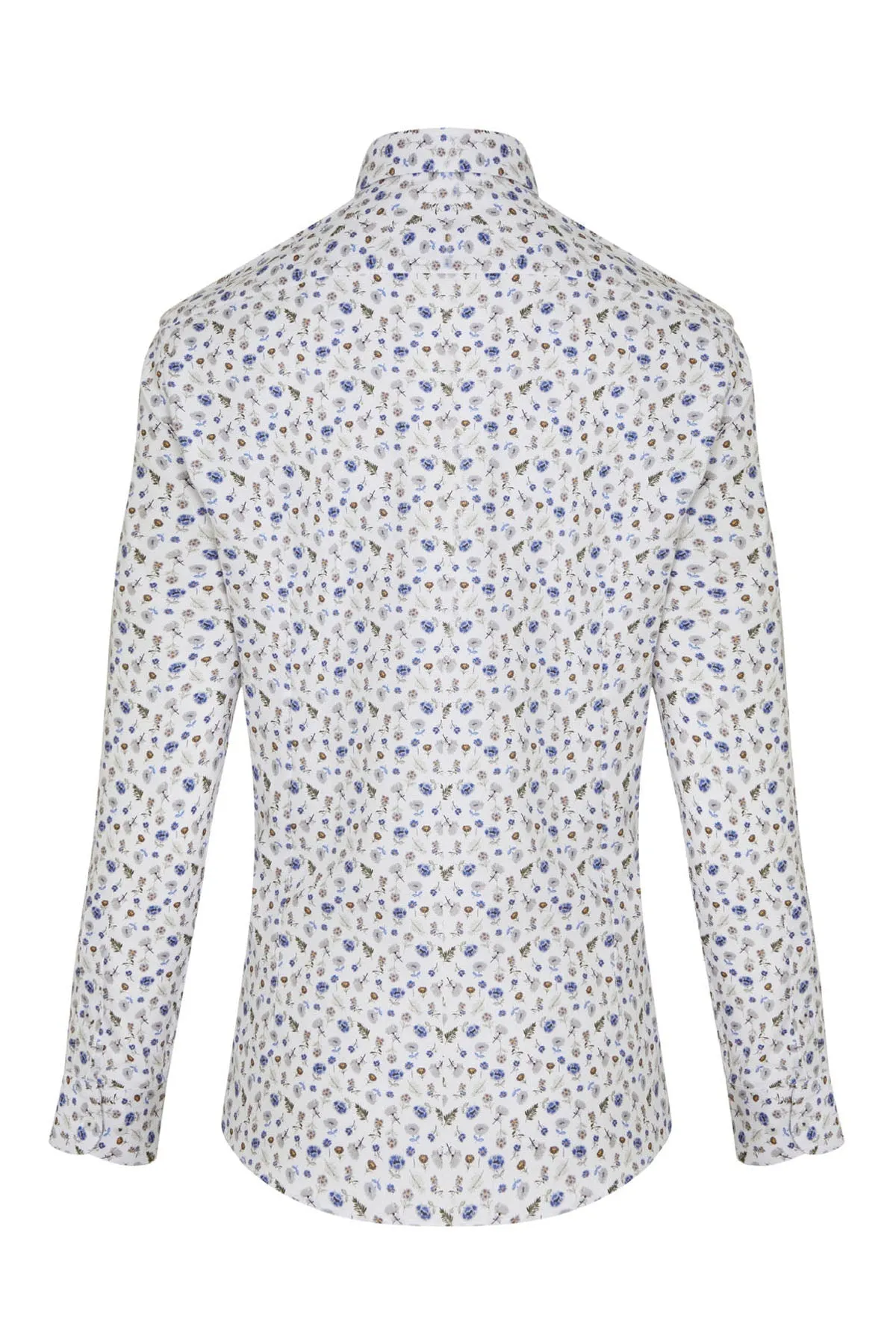 Slim Fit Long Sleeve Printed 100% Cotton White Casual Shirt