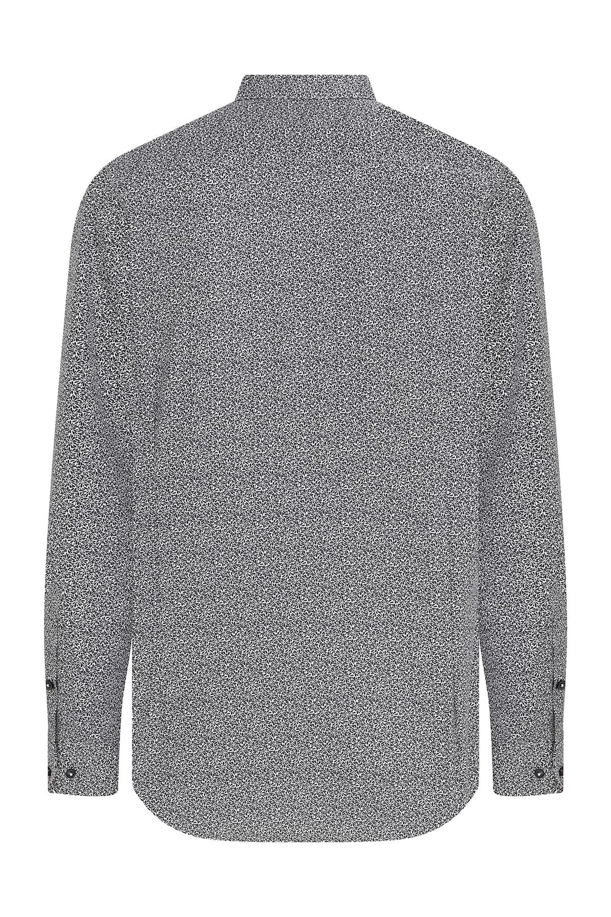 Slim Fit Long Sleeve Printed Cotton Black Casual Shirt
