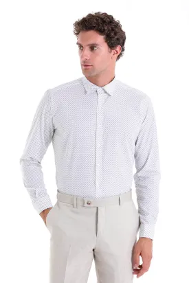 Slim Fit Printed 100% Cotton Gray Casual Shirt