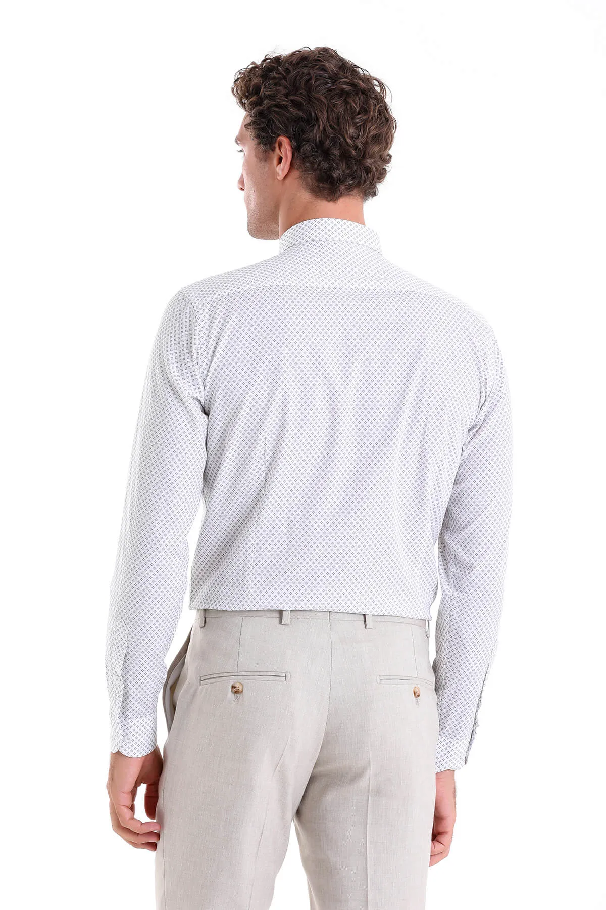 Slim Fit Printed 100% Cotton Gray Casual Shirt