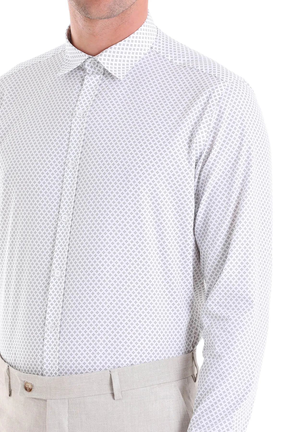 Slim Fit Printed 100% Cotton Gray Casual Shirt