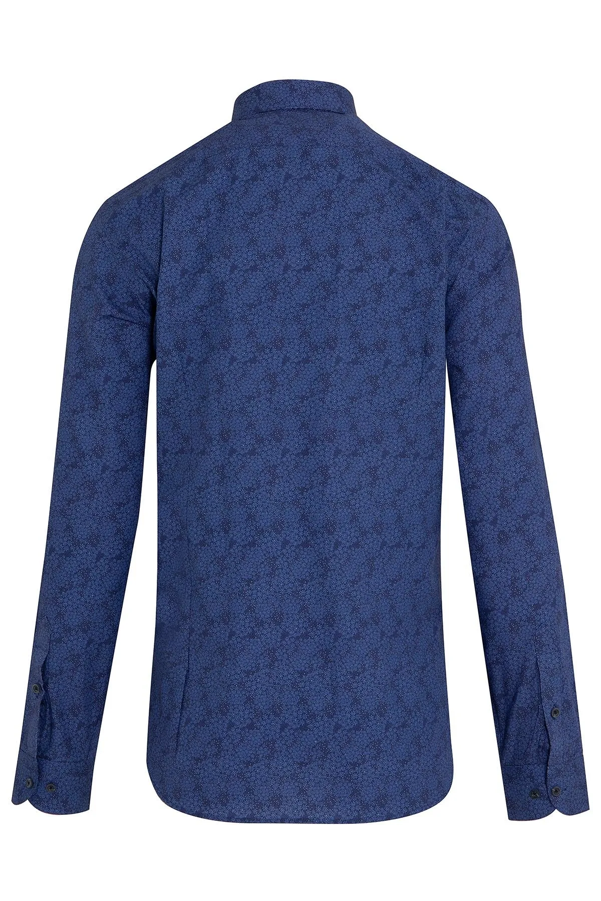 Slim Fit Printed Cotton Navy Casual Shirt