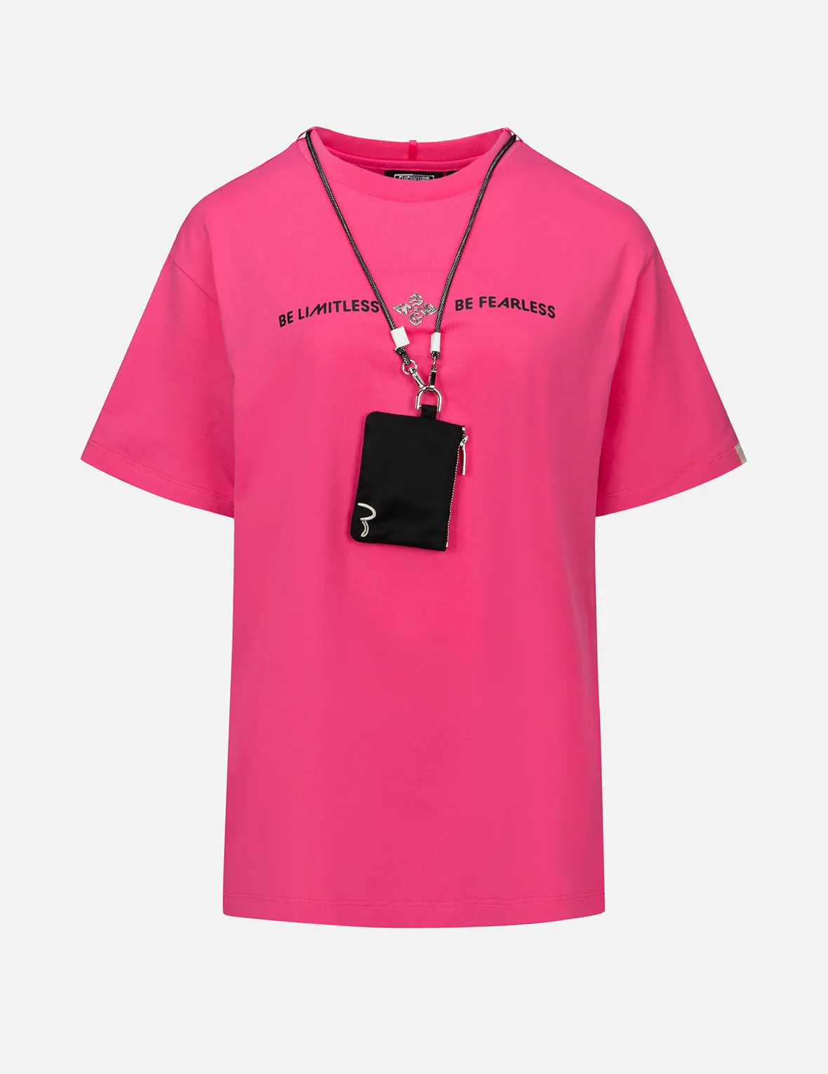 Slogan Print T-shirt With a Detachable Pouch