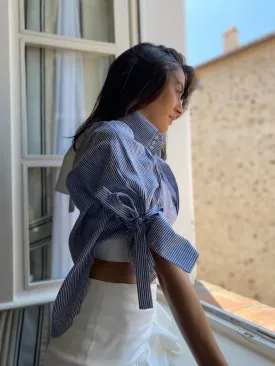 St. Tropez Short Cross Belted Cotton Shirt