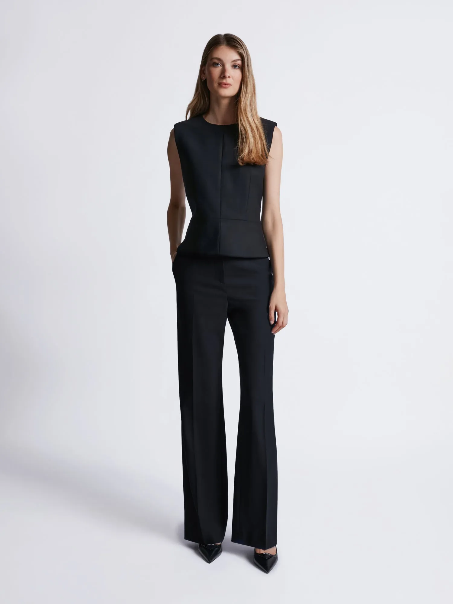 Stretch wool peplum top