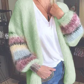 Striped Color Block Knit Cardigan
