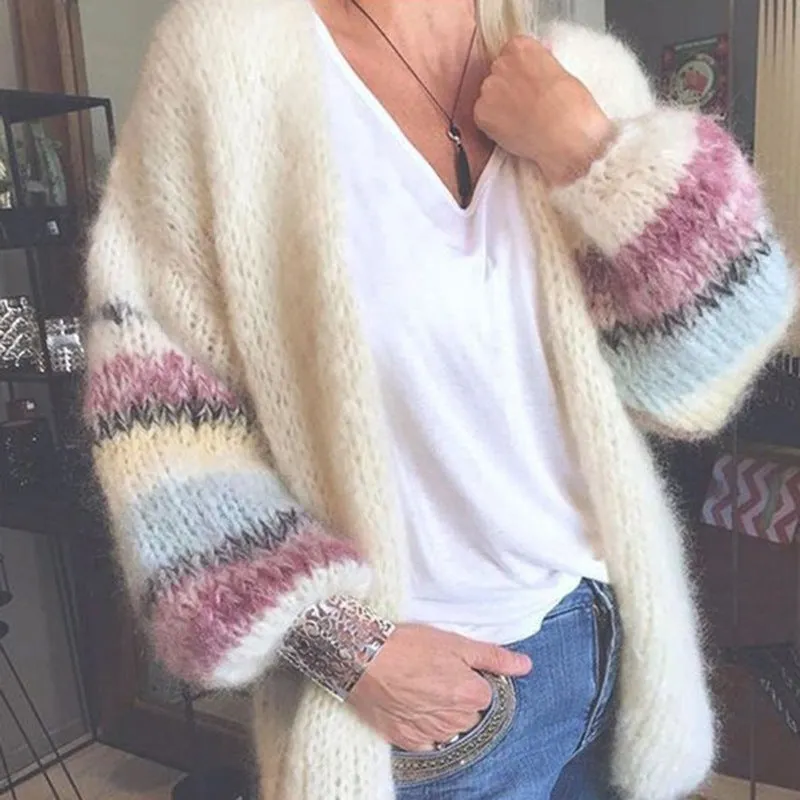 Striped Color Block Knit Cardigan