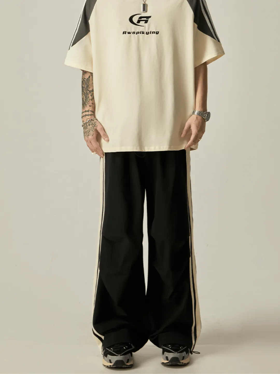 striped loose wide-leg casual pants  na1237