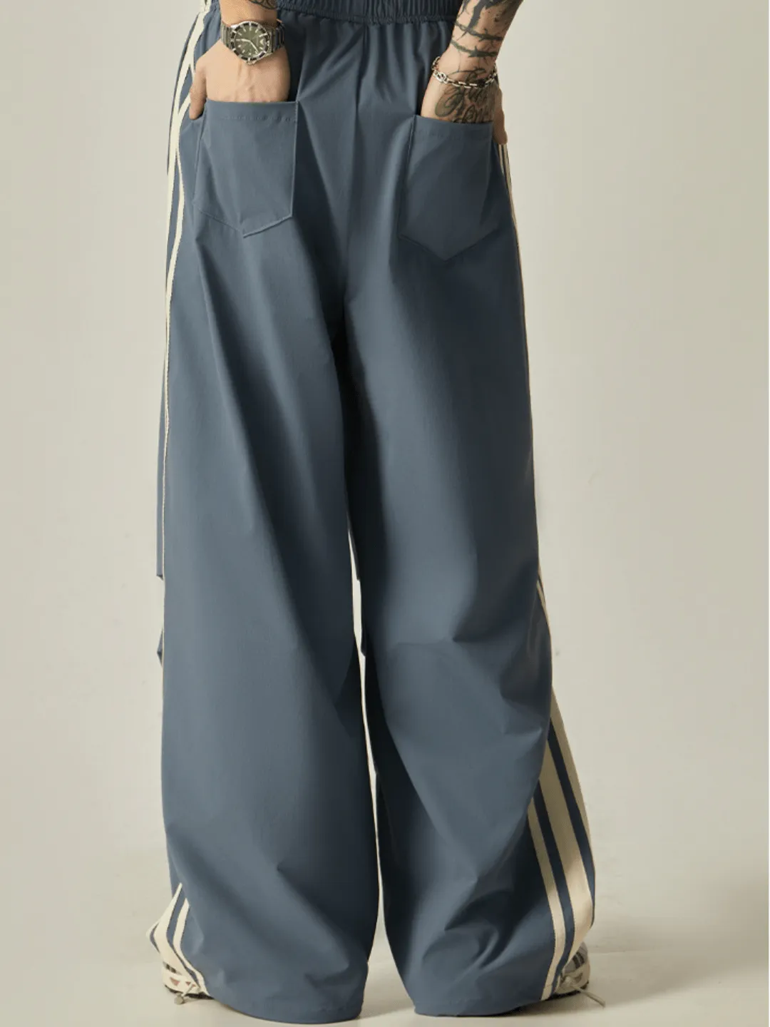 striped loose wide-leg casual pants  na1237