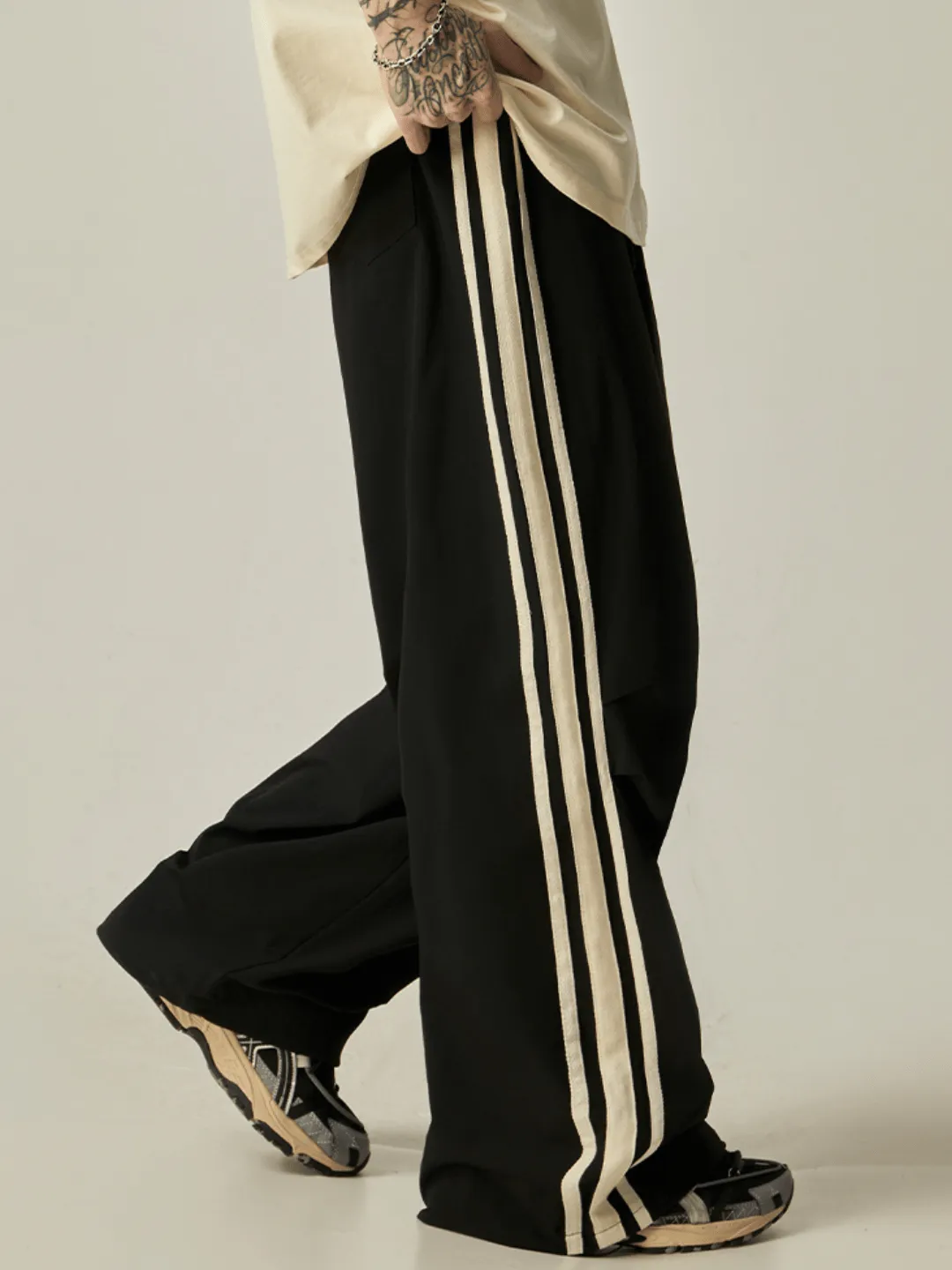 striped loose wide-leg casual pants  na1237