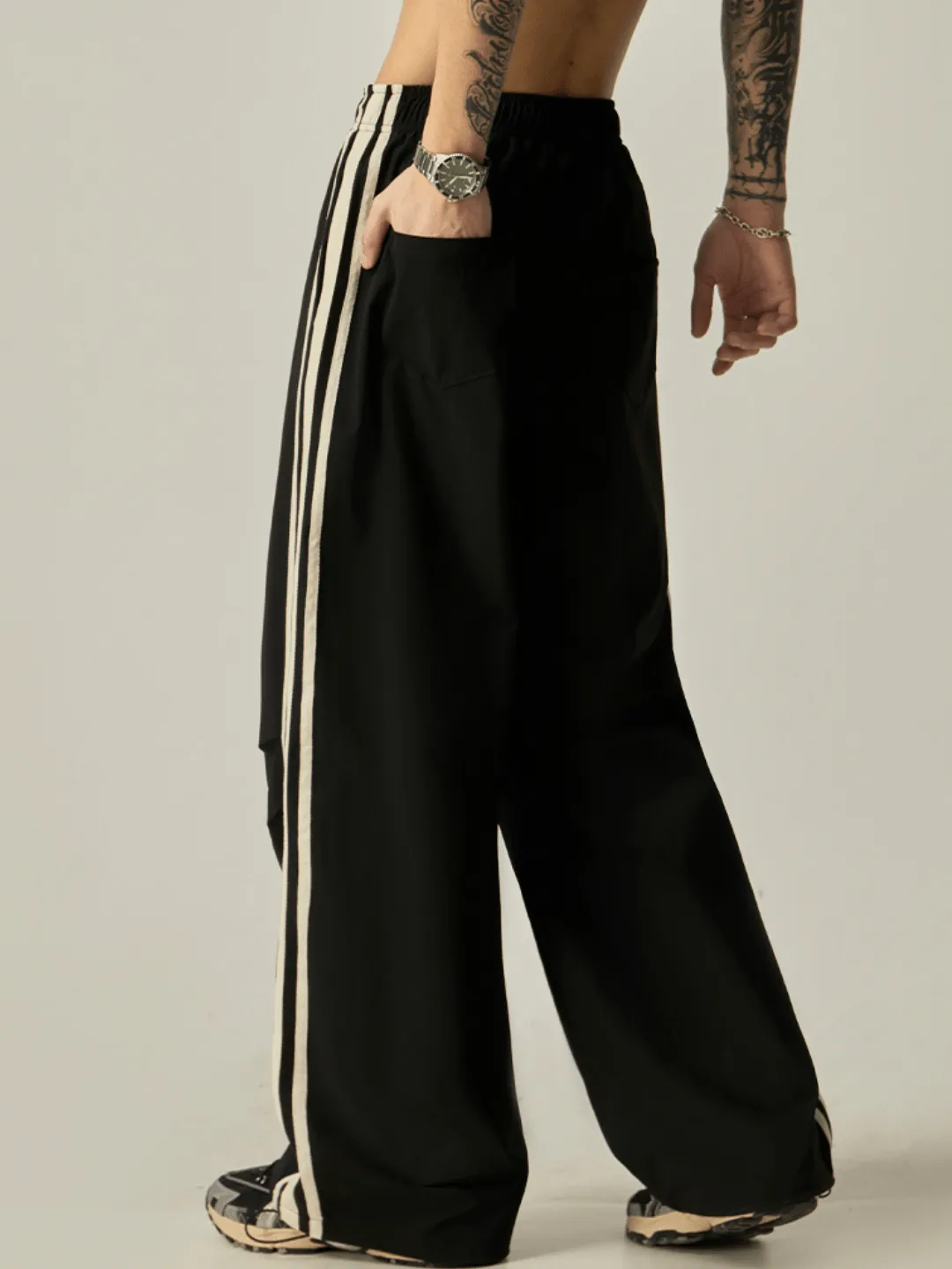 striped loose wide-leg casual pants  na1237