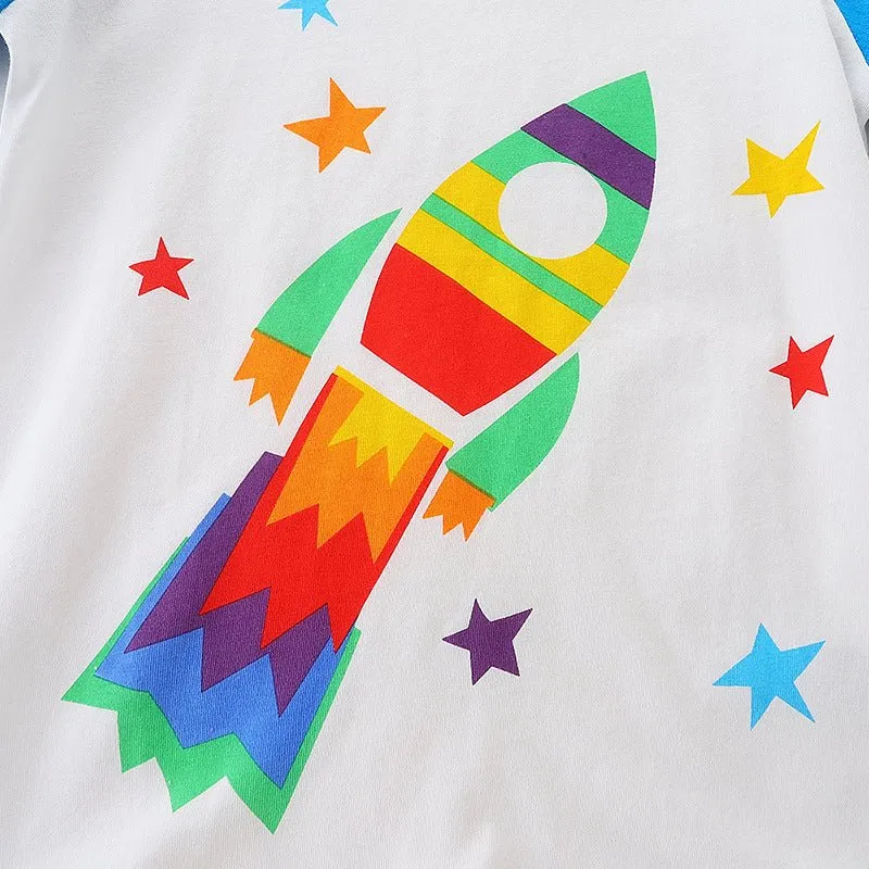 Toddler Boy's Rocket Ship Print T-shirt