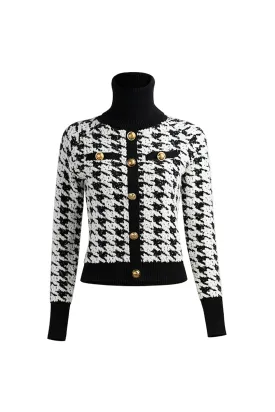 Turtleneck wool top | Houndstooth top | Street top