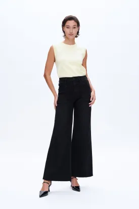 Utility Patch Pocket Wide Leg Denim Jeans