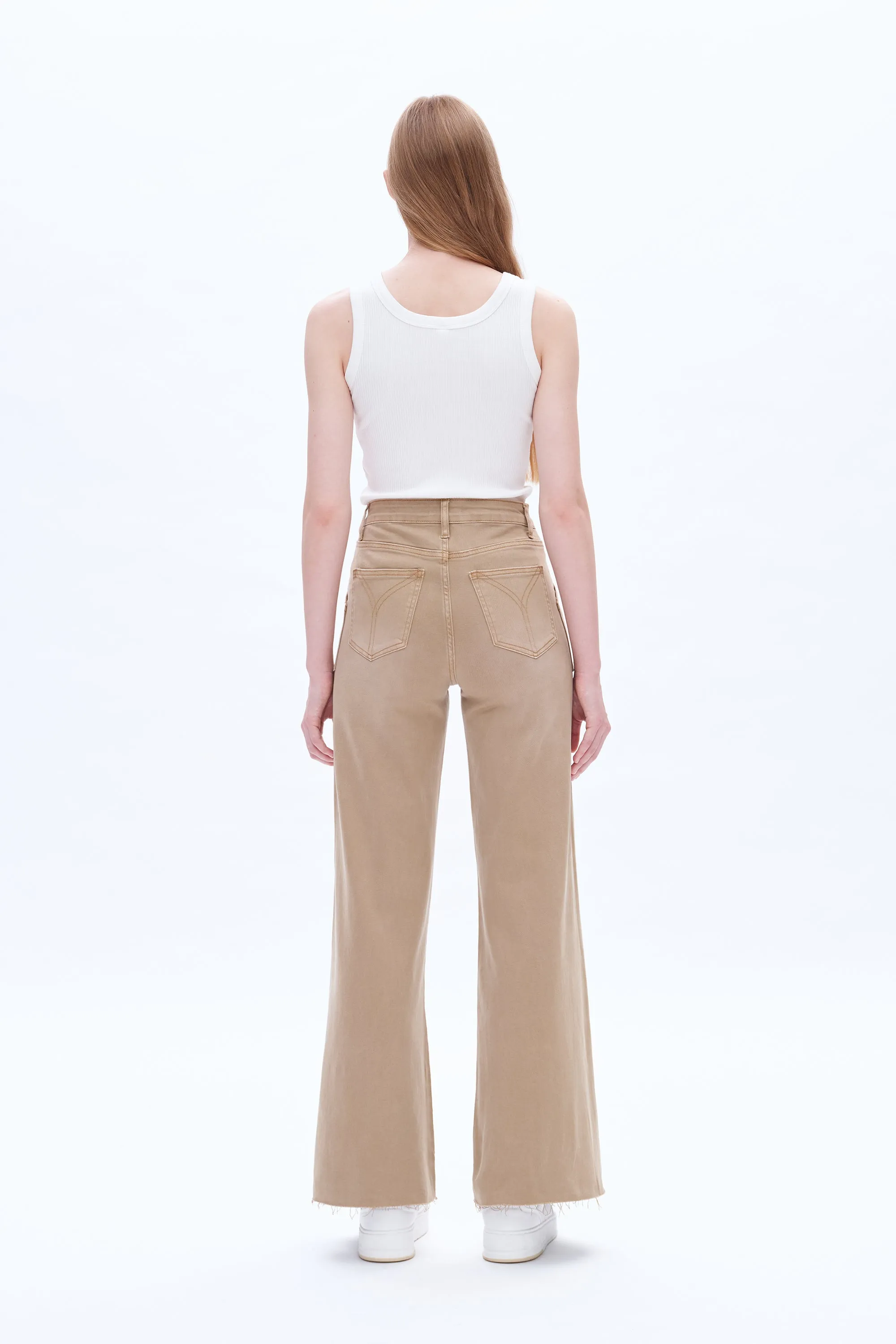 Utility Patch Pocket Wide Leg Denim Jeans