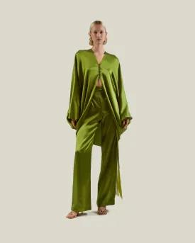 Verdi Satin Pants in Agave
