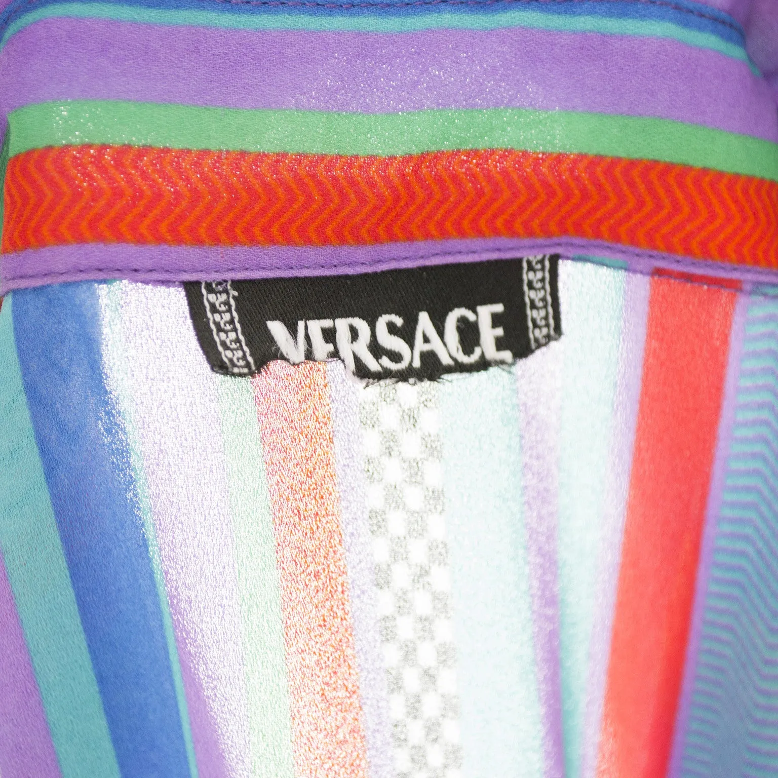 Versace Jeans Couture Striped Vintage Pants and Silk Blouse Outfit 1990s