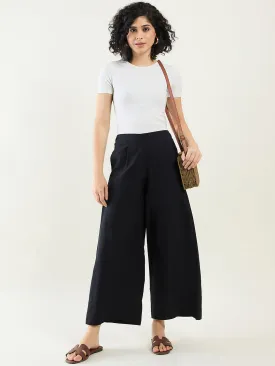 Wide Leg Cotton Pants | Black