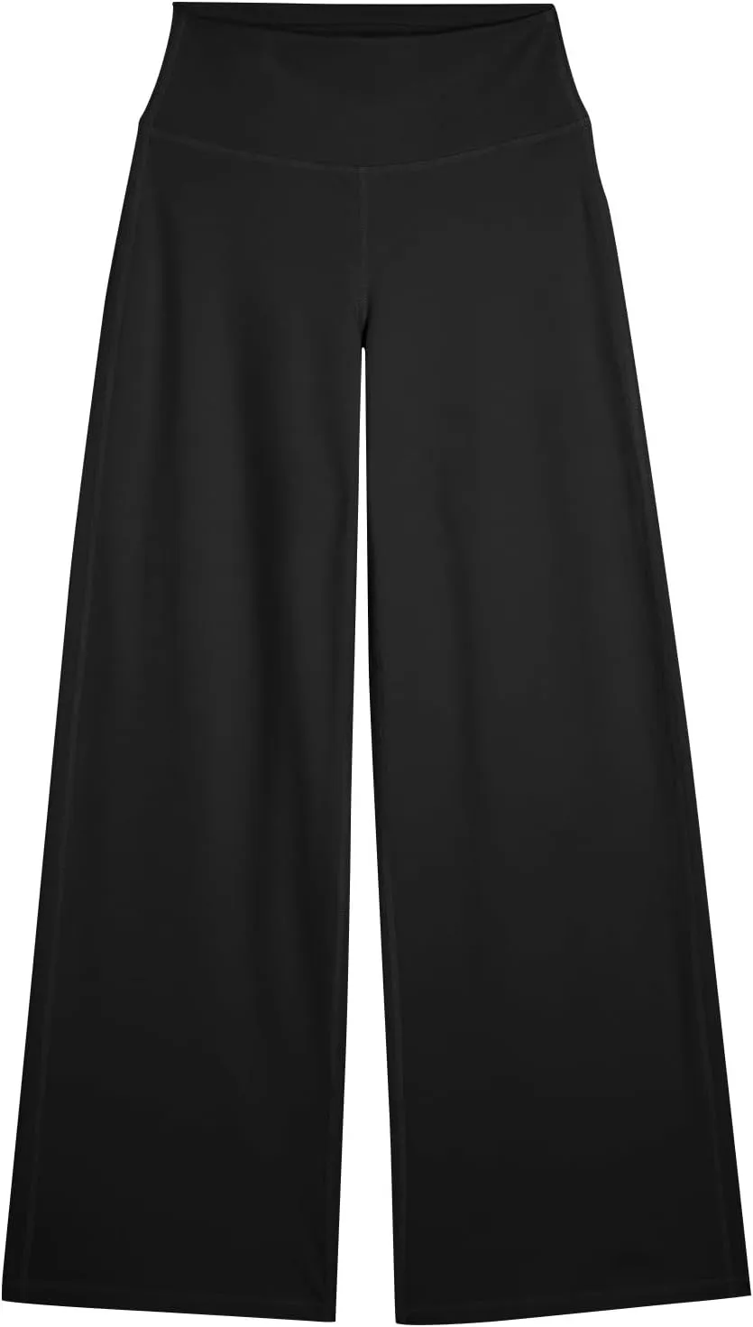 Wide Leg Yoga Pants for Women High Waisted Stretchy Tummy Control Leggings Baggy Athletic Lounge Pants with Pockets
