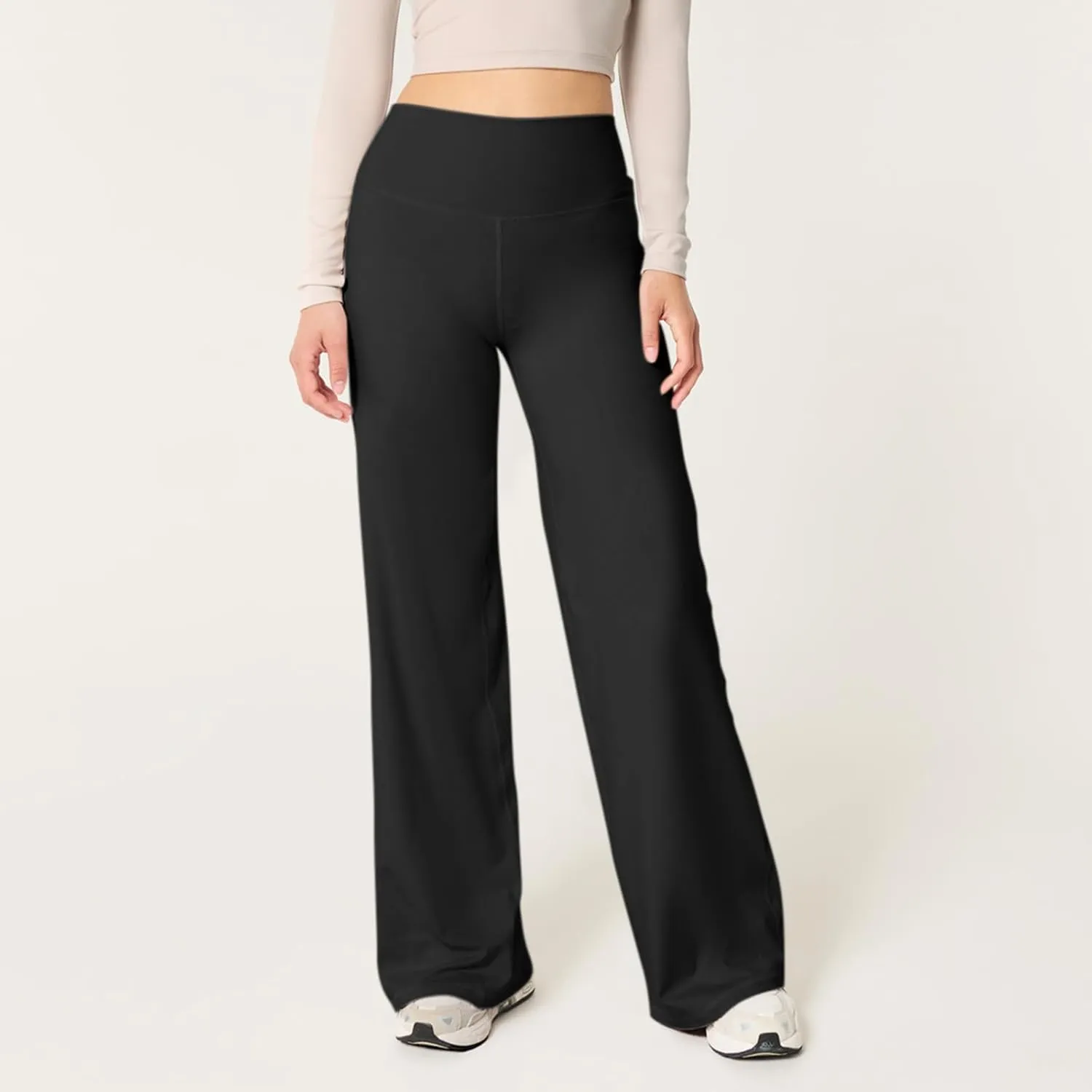 Wide Leg Yoga Pants for Women High Waisted Stretchy Tummy Control Leggings Baggy Athletic Lounge Pants with Pockets
