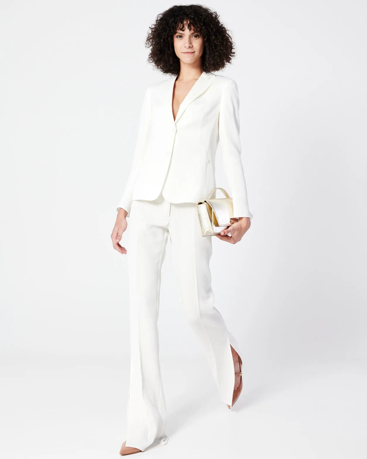 Wide Silk Pants with High Silts