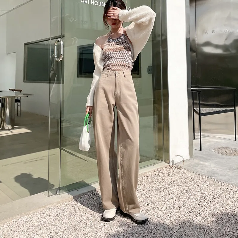 Wjczt Purple Jeans 2022 Spring Vintage Denim Trousers Fashion Elegant Solid  Pants Casual High Waist  Femme Straight Jeans For Women