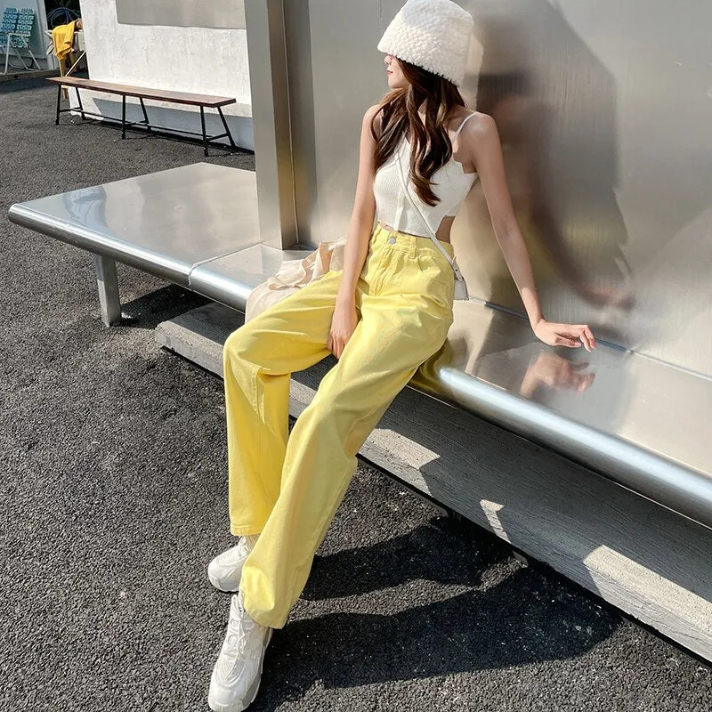 Wjczt Purple Jeans 2022 Spring Vintage Denim Trousers Fashion Elegant Solid  Pants Casual High Waist  Femme Straight Jeans For Women