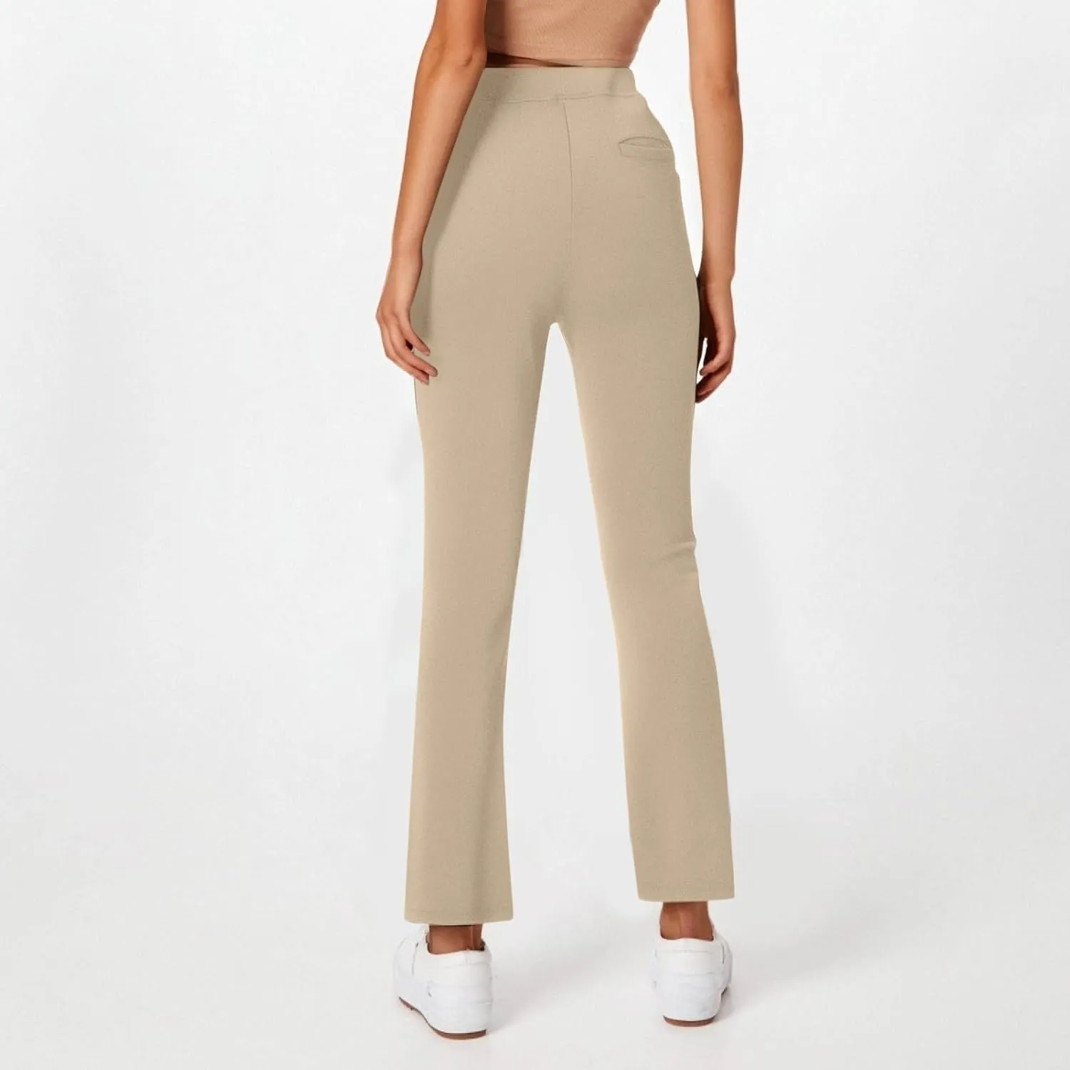Women's Pants for Work High Waist Yoga Dress Pants Business Casual Stretch Wide Leg Flared Trousers with Pockets