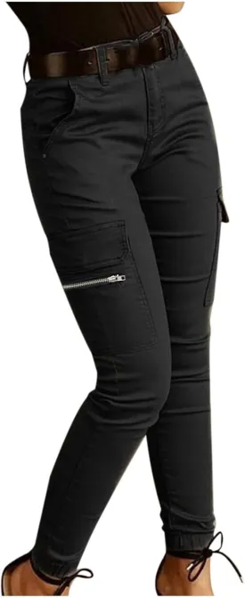Women's Stretchy Tactical Cargo Pants High Waisted Casual Joggers Plus Size Skinny Trousers Cargo Pants with 6 Pockets