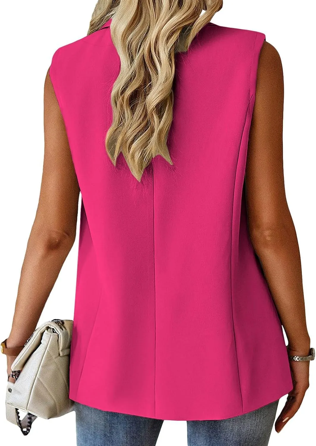 Women's Summer Sleeveless Vest Dressy Casual 2025 Blazer Lightweight Work Office Button Up Suit Vest with Pockets
