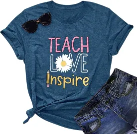 Women's T-Shirt Teaching Kindness Teacher Shirt Funny Short Sleeve Inspirational Graphic Tee Top