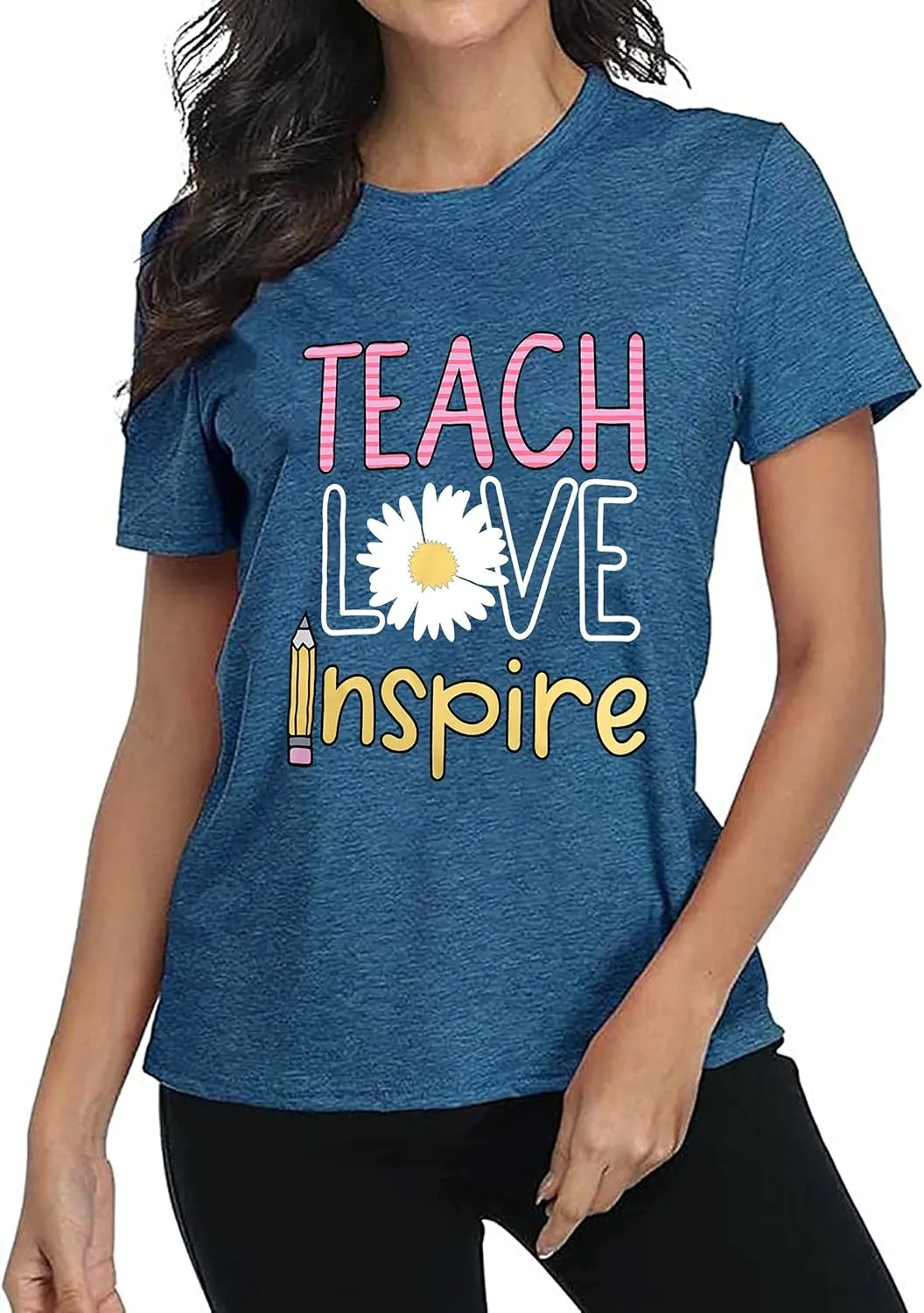 Women's T-Shirt Teaching Kindness Teacher Shirt Funny Short Sleeve Inspirational Graphic Tee Top