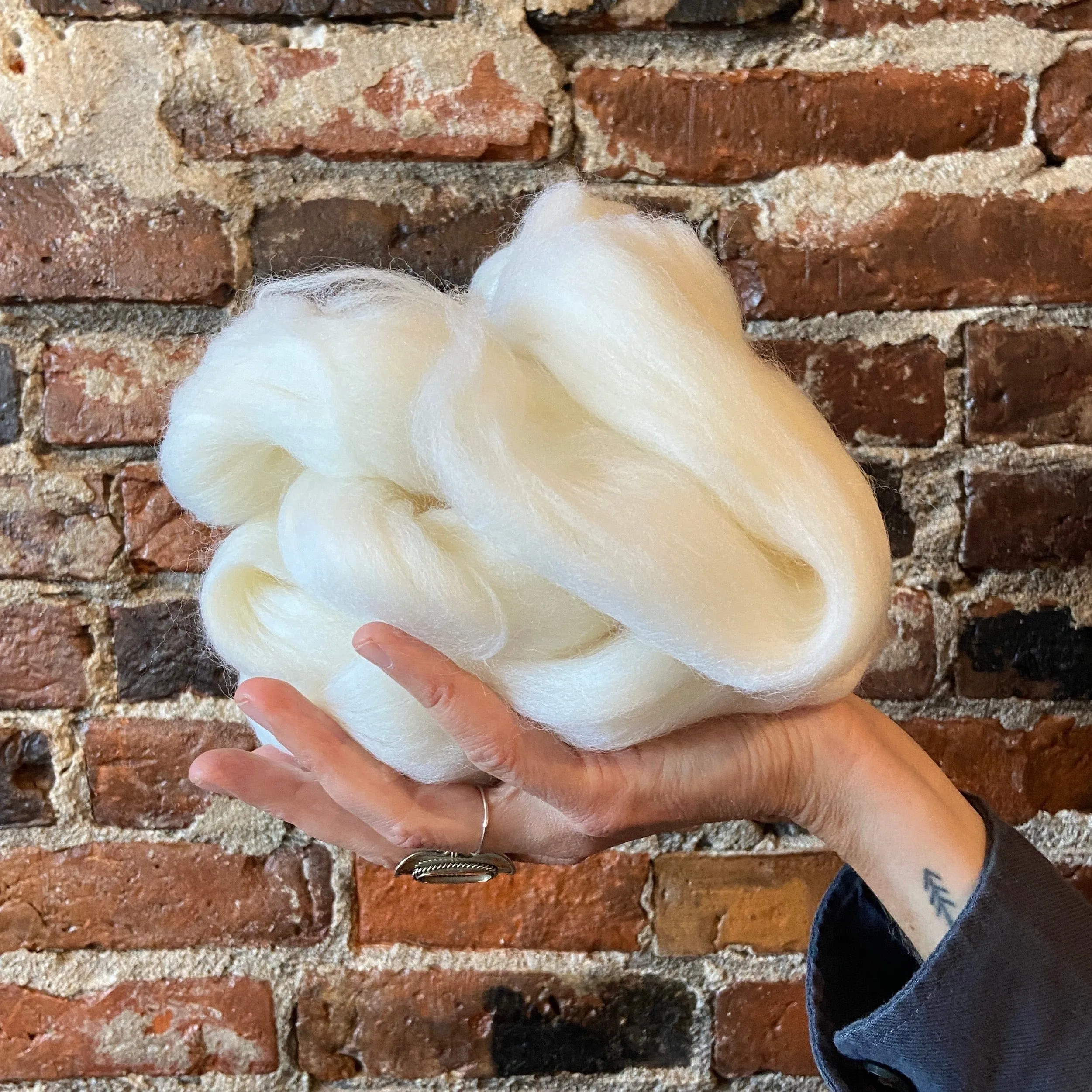Woolly White - Merino Wool Top Roving - 50 gram (1.75 oz) Ball - Color 634