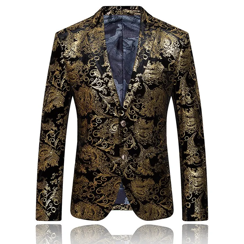 xiangtuibao Fashion Gold Blazer New Bronzing Mens Slim Fit Suit Jacket Men Wedding Nightclub Stage Party Dress Plus Size S-5XL
