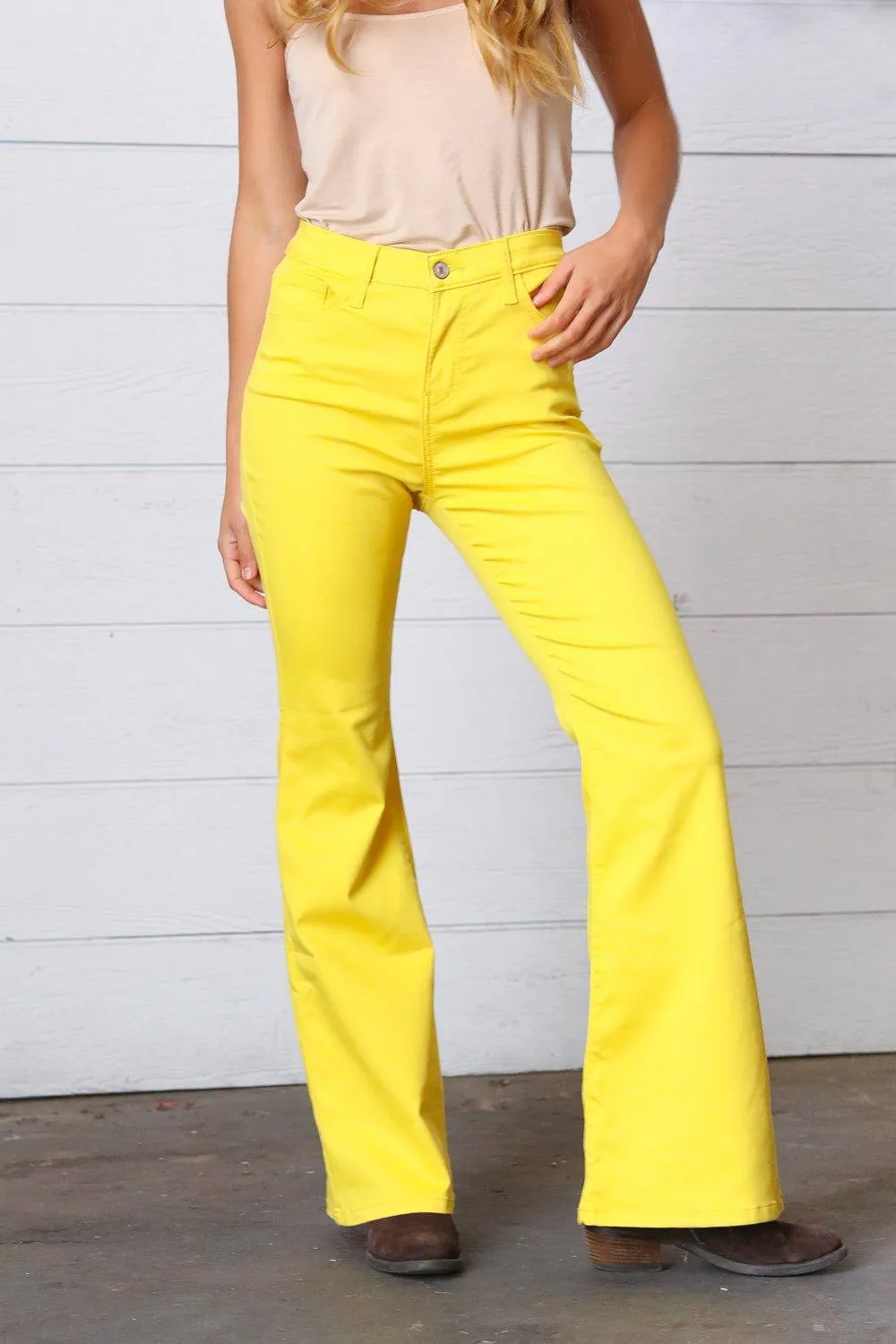 Yellow Bootcut Denim Jeans