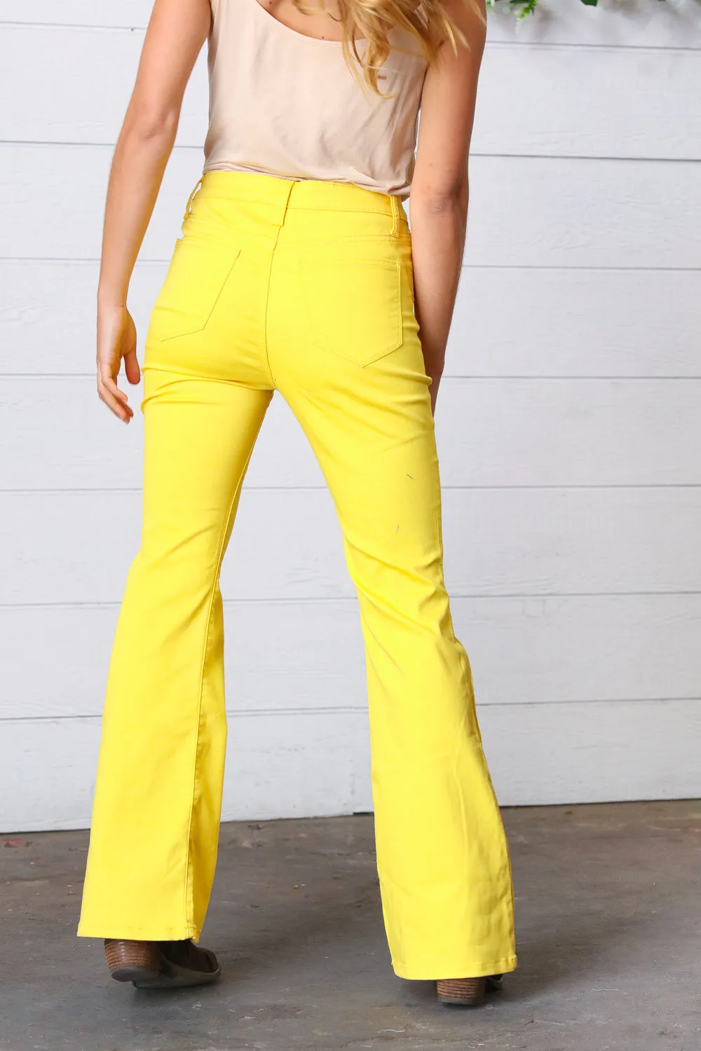 Yellow High Rise Bootcut Colored Denim Jeans