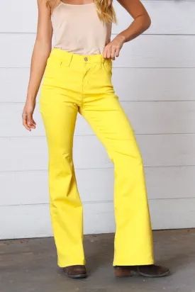 Yellow High Rise Bootcut Colored Denim Jeans